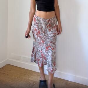 Vintage Euro Mesh Paisley Midi Skirt (S)